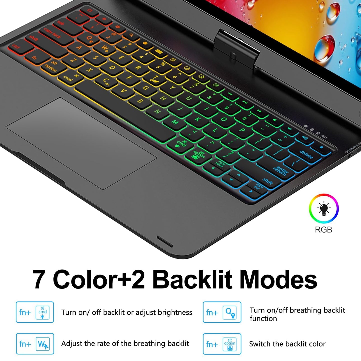 Touch Ipad Pro 12.9 Case With Keyboard 6Th/5Th Generation, Magic 360 Rotatable & Swivel Bluetooth Keyboard With Trackpad, 7 Back