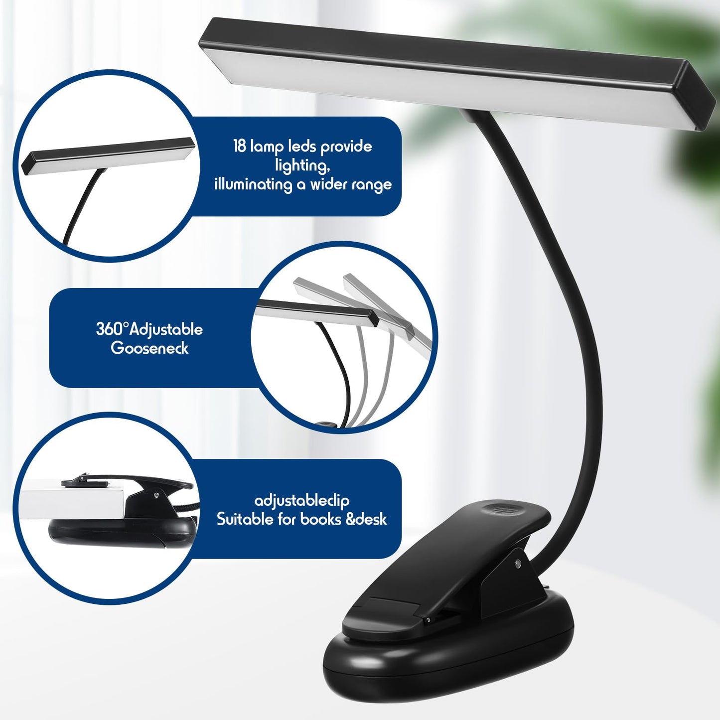 Retisee 8 Pcs Music Stand Light 18 Led Piano Lamp Adjustable Reading Light Aaa Battery(Not Included) Operated, 4 Color Temperatu