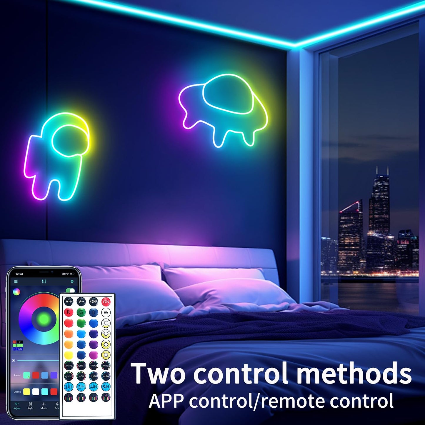 segrass 66Ft Neon Rope Lights,Flexible Led Rope Light Control with App/Remote,Multiple Modes Rope Lights,IP65 Outdoor RGB Led Neon Light Waterproof,Music Sync Gaming Led Neon Light Strip for Bedroom