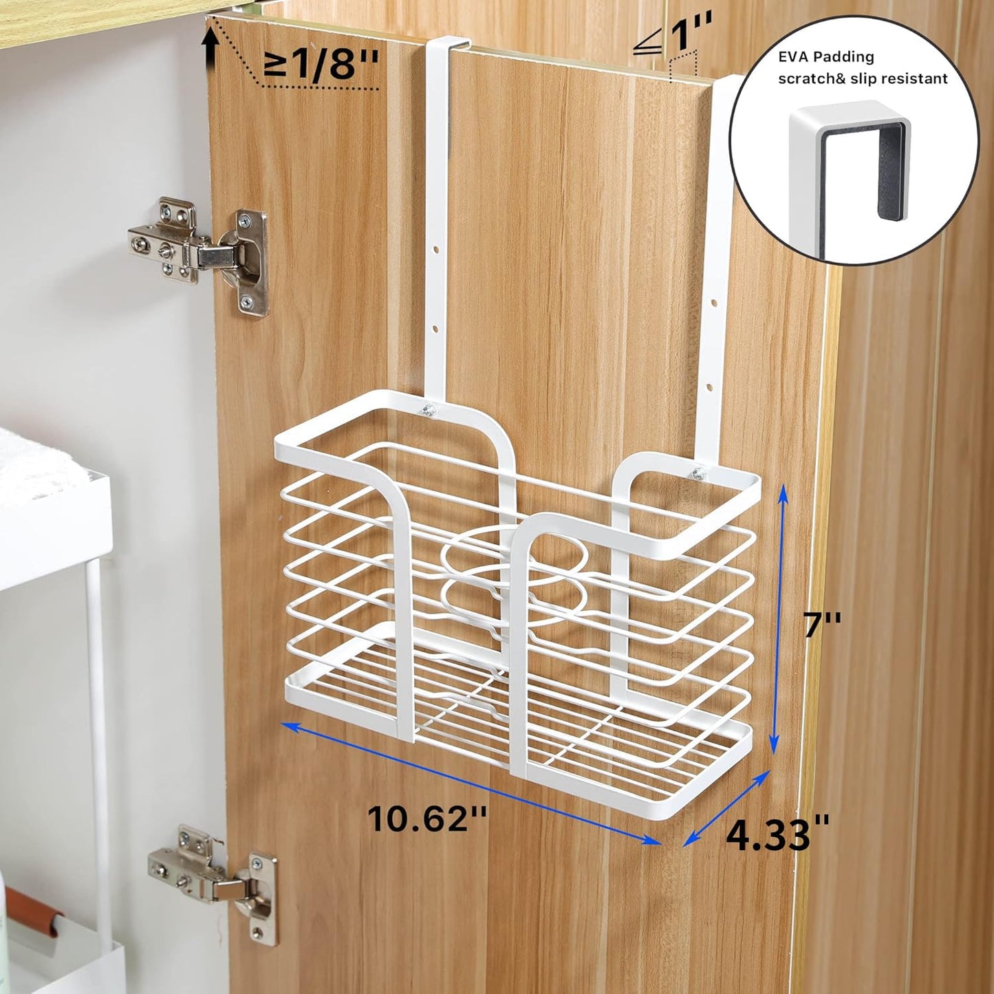 YIGII Hair Dryer Holder Adjustable Height - Hair Tool Organizer White Bathroom Organizer Hot Styling Tools Storage for Hair Drye
