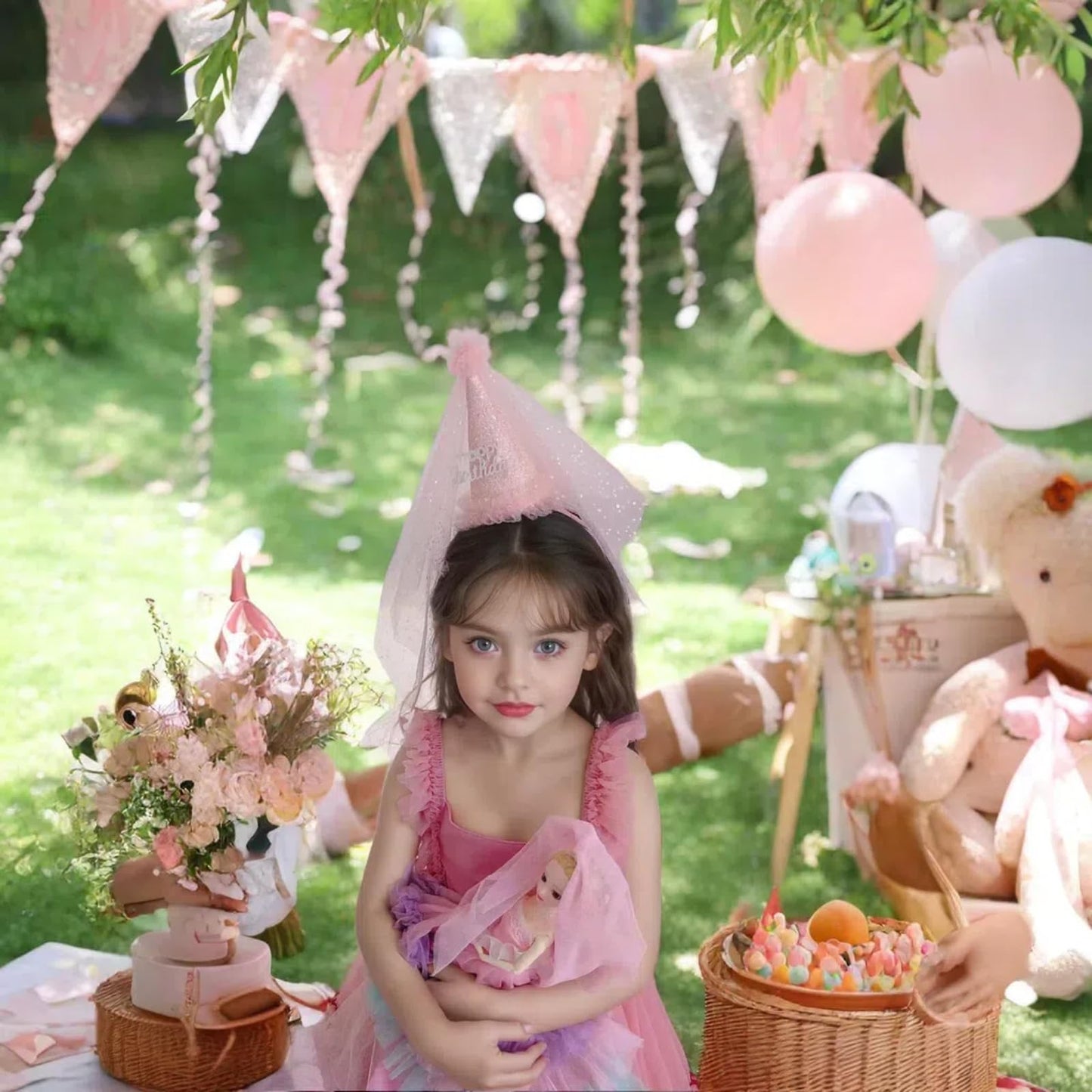 Bnrkmeb Pink Birthday Party Hat, Birthday Hats for Kids