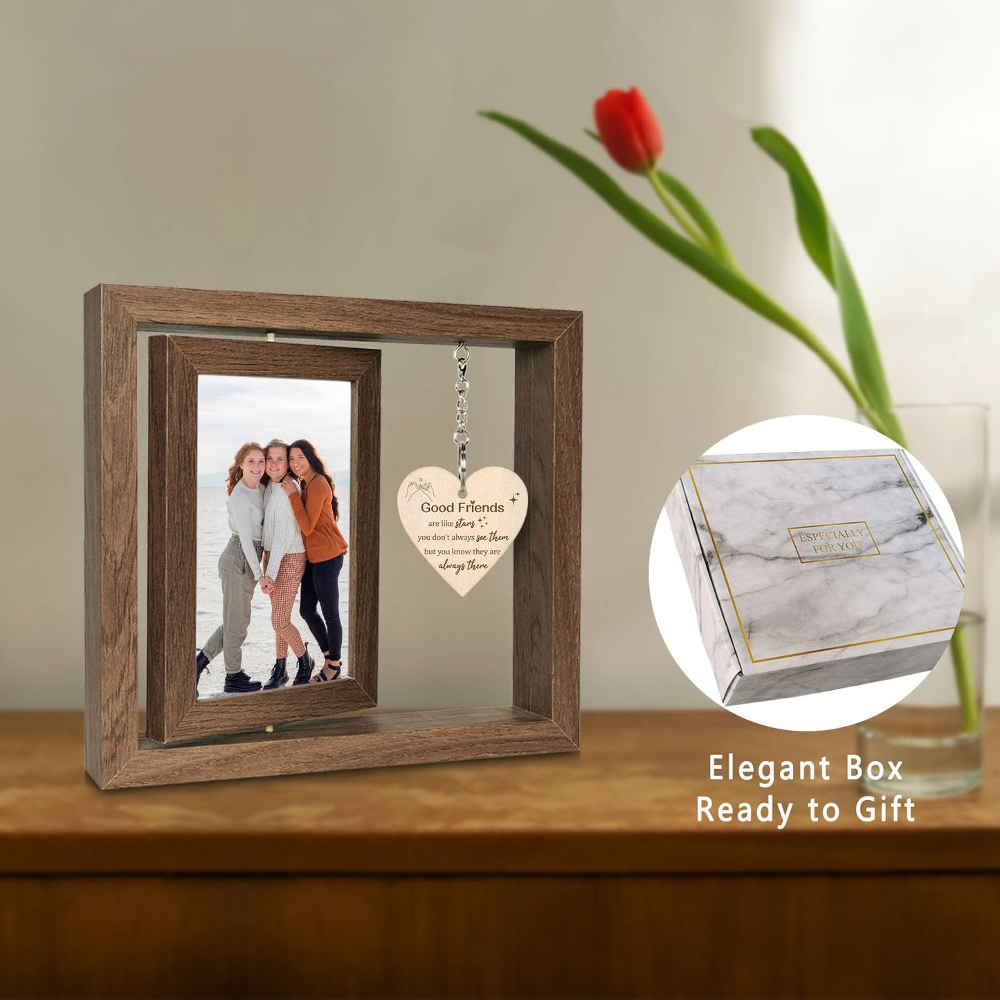 EYITUPC Good Friends Are Like Stars - You Don't Always See Them - But You Know They're Always There Best Friend Picture Frame Gifts for Women Besties BFF, Best Friend Birthday Going Away Gifts
