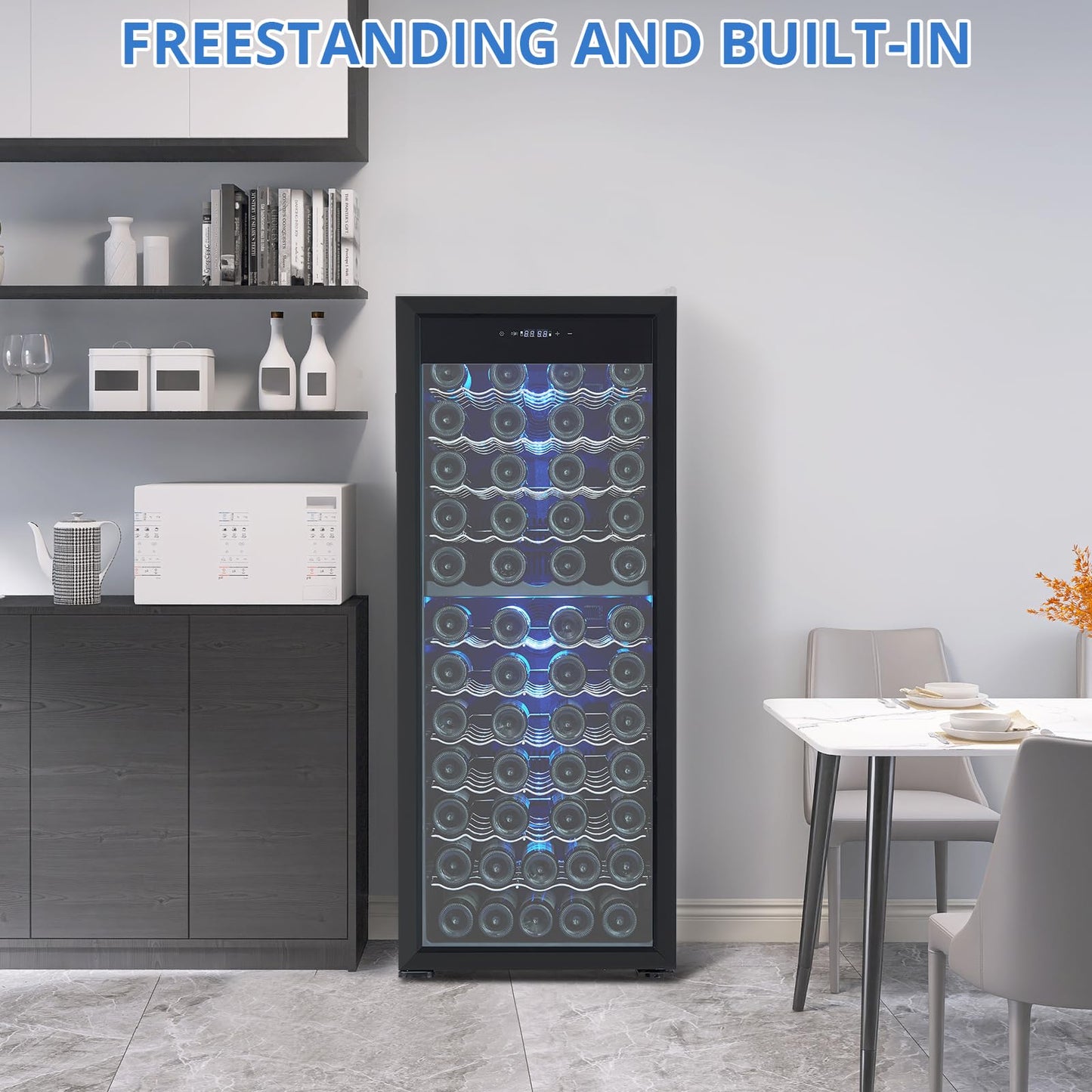 Acekool 80 Bottle Wine Cooler Refrigerator, Dual Zone Wine Fridge Freestanding with Stainless Steel and Professional Compressor, Fast Cooling Low Noise, for Red White Wine, Champagne, Beer