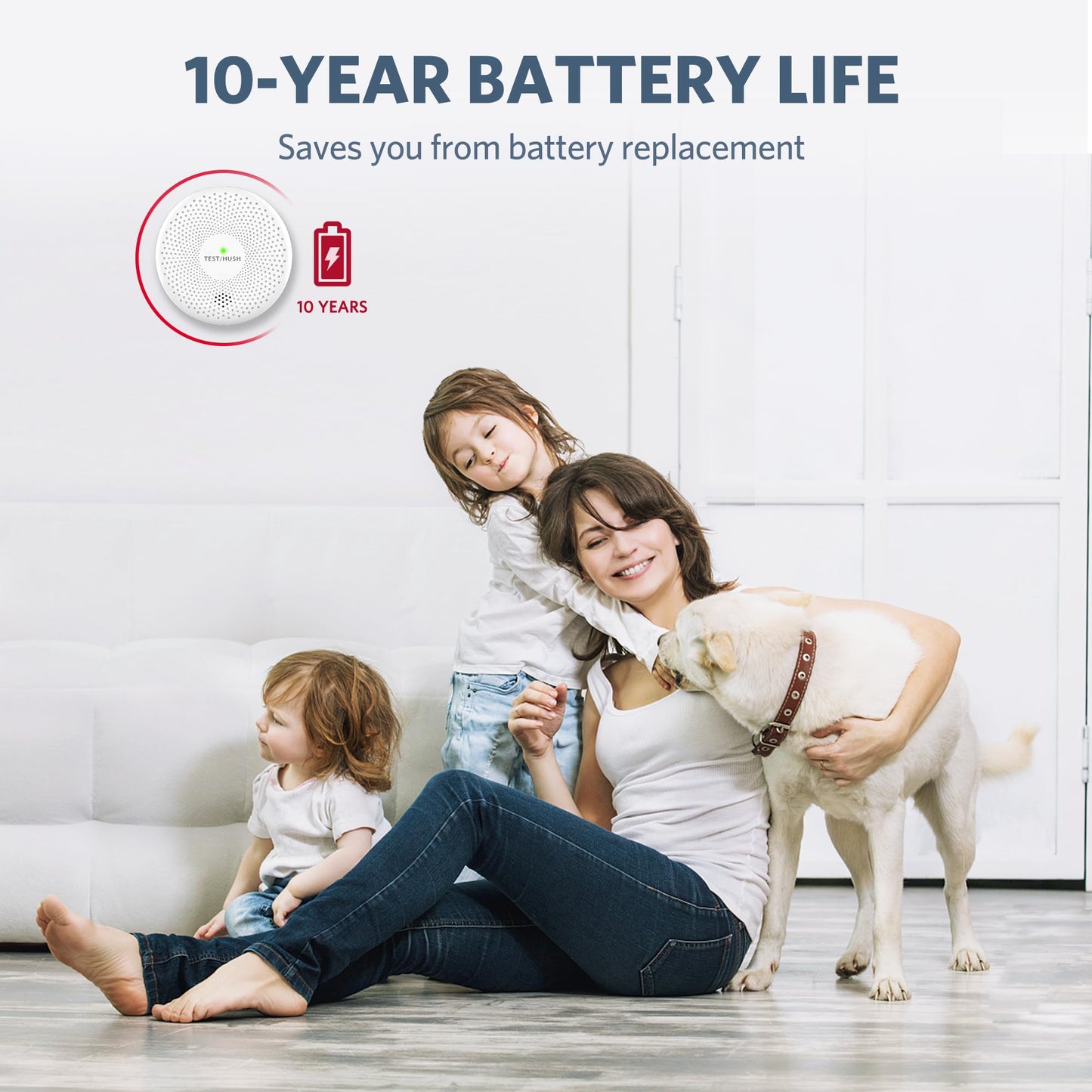HATHEPHS Smoke Detector Carbon Monoxide Detector Combo, 10-Year Battery Ultra-Thin Photoelectric Smoke Alarm and CO Detector with Large Test/Silence Button, 2-Pack