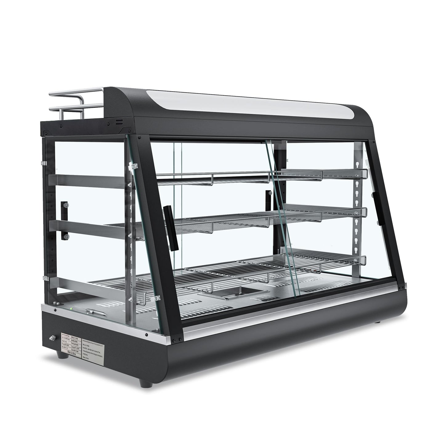 35inch 3-Tier Commercial Food Warmer with Top Rack for Milk Juice, Countertop Heat Holding Cabinet Display Case for Pizza/Pretze