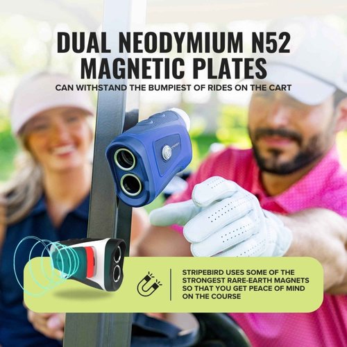 Stripebird - Pro Tour Golf Rangefinder with Slope (Blue) - Range Finder Golf with Ultra-Strength Magnet - Laser Rangefinder w/Slope Technology & Flag Pole Lock Vibration - Golf Range Finder