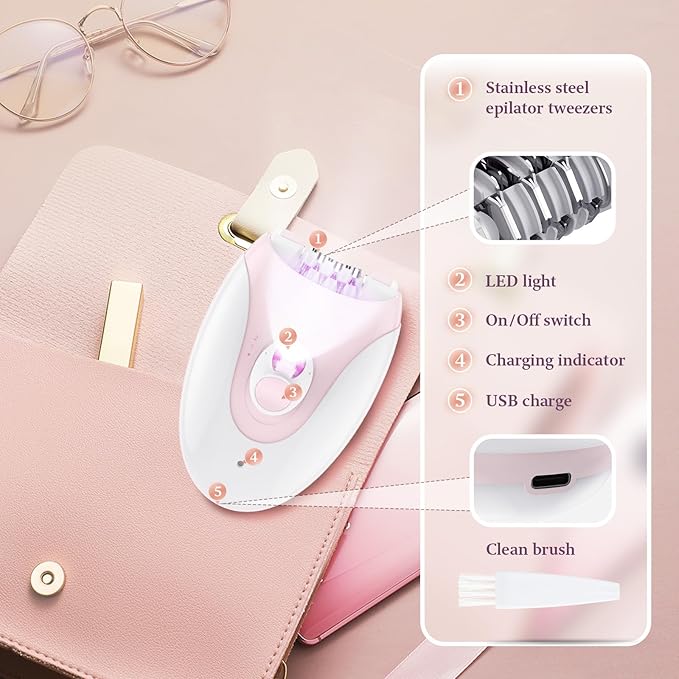 Epilator Smooth Glide Epilator for Women Face Epilatorfor Women Facial EpilatorHair Removal Device Hair Remover Smooth GlideEpilator for WomenFace,Portable Hair Removal Body Legs Arms Armpit Bikini