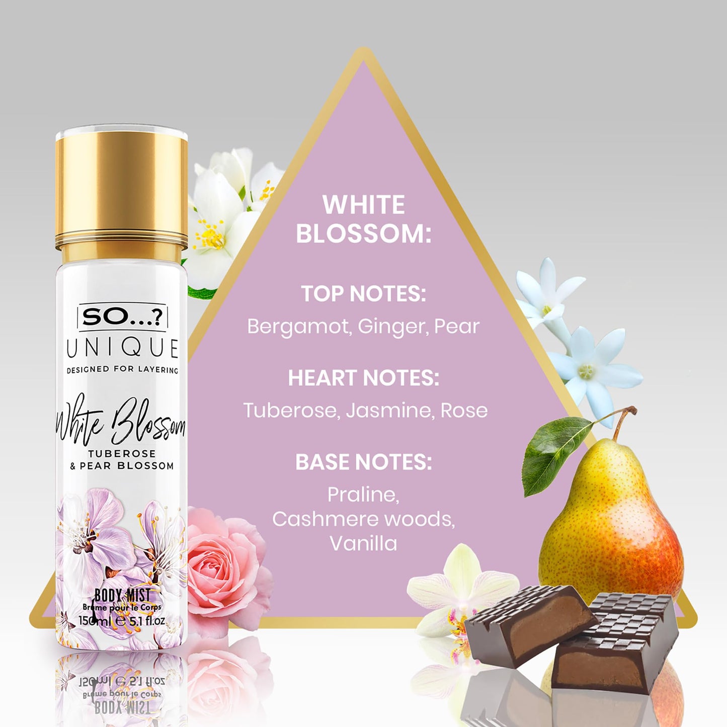 So...? Unique Body Mist - White Blossom for Women - 5.1 oz Body Mist - Pack of 3
