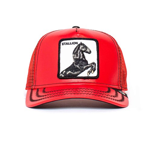 Goorin Bros. The Farm Leather Unisex Trucker Hat, Red (Cherry Mustang), One Size