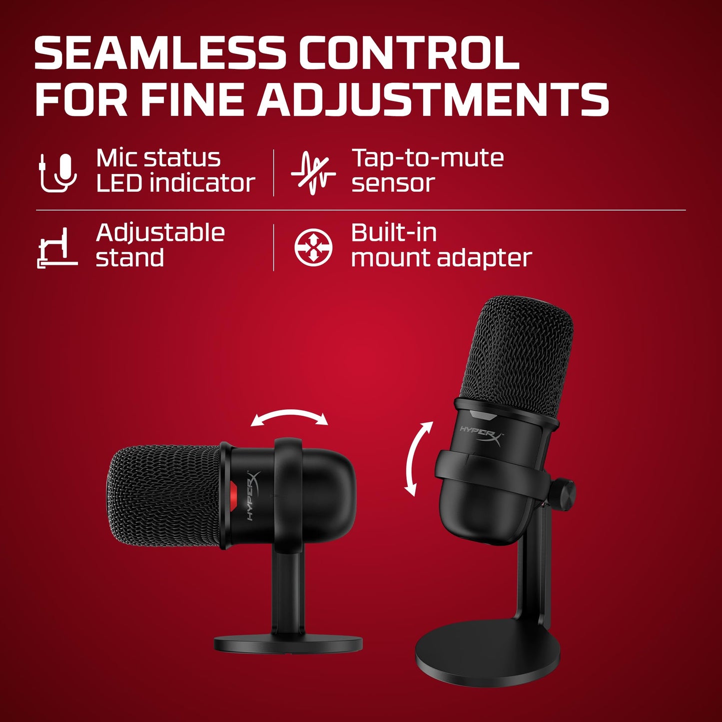 Hyperx Solocast - Usb Condenser Gaming Microphone, For Pc, Ps4, Ps5 And Mac, Tap-To-Mute Sensor, Cardioid Polar Pattern, Great F