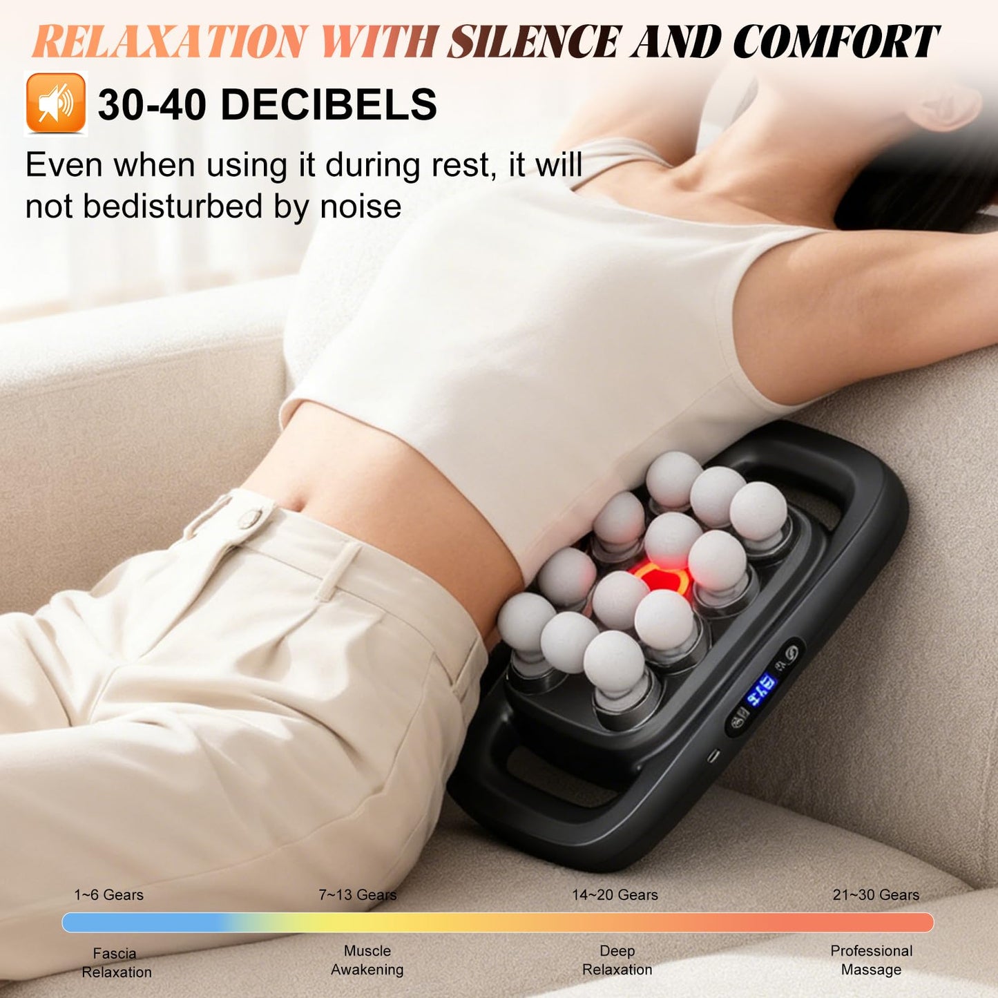 Jaxiuk 16 Head Deep Tissue Massage Gun, Body Massager for Back, Shoulders, Neck, Legs, Feet, Percussion Muscle Massager with 3 Modes & 30 Intensities for Muscle Relaxation (Grey)