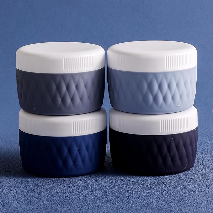 Travel Containers for Toiletries, Silicone Cream Jars BPA-Free, TSA Approved 2oz Travel Size Containers, Leak-proof Silicone Jars with Lid for Cosmetic Face Hand Body Cream (4 Pack)