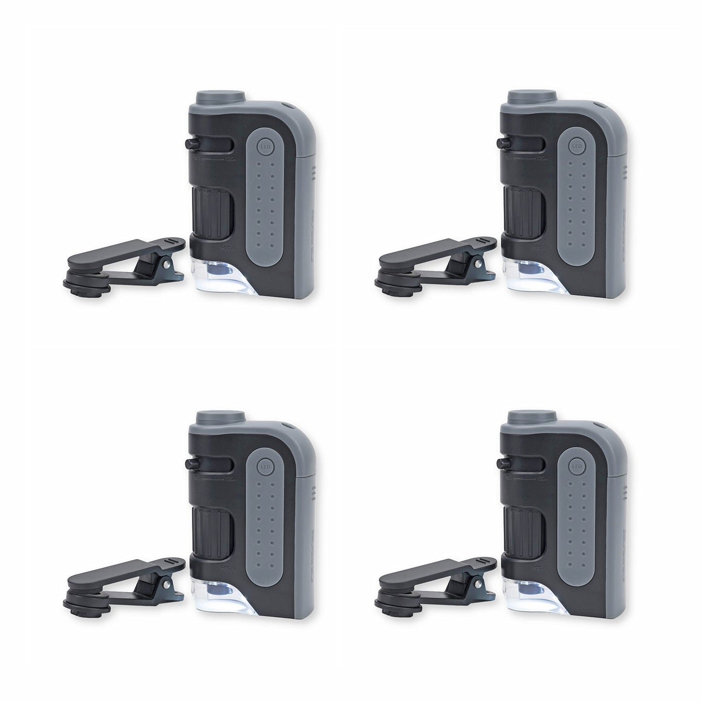Carson MicroBrite Pro 60x-120x LED Lighted Pocket Microscope with Aspheric Lens System and Smartphone Digiscoping Clip - Set of