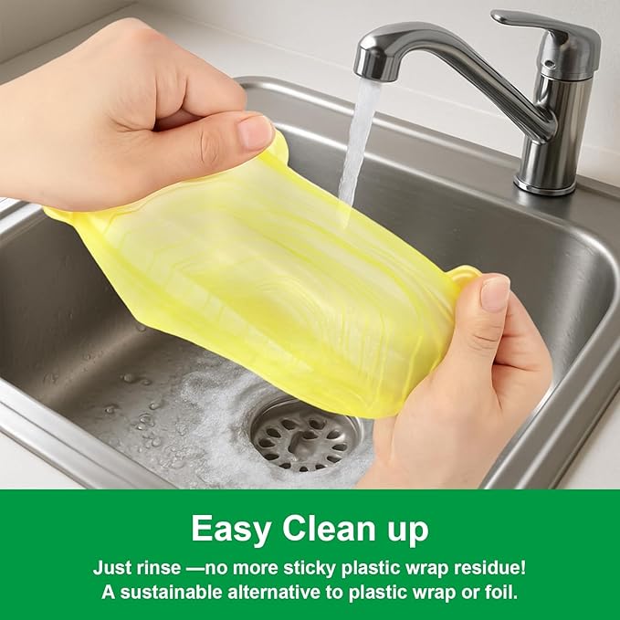 Silicone Stretch Lids – 6 Pack Reusable Food Covers,Flexible Silicone for Bowls, Containers, Fruits – Airtight & Leakproof Seal for Kitchen Storage(yellow)