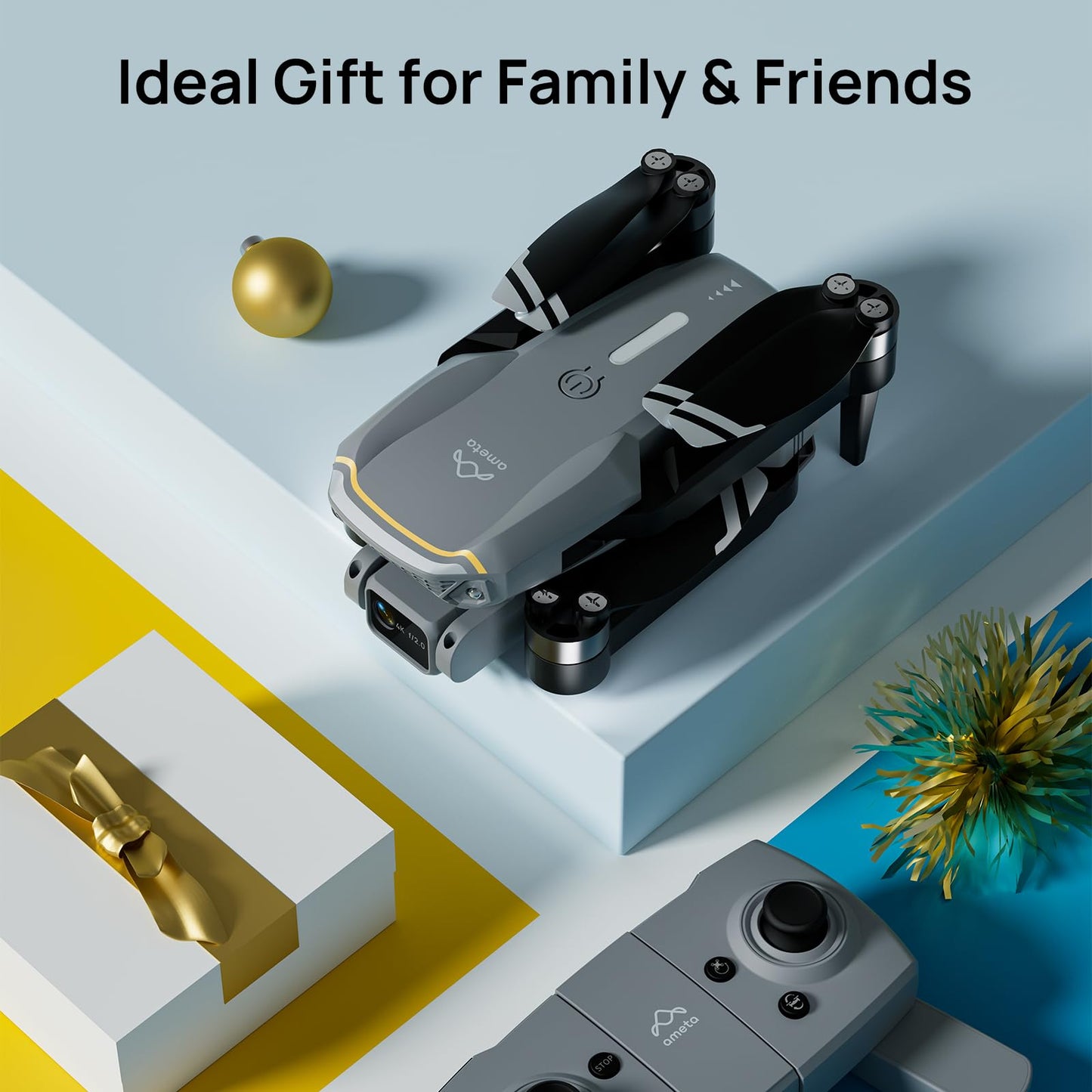 Ameta Drones with Camera for Adults 4k UHD, S20 Lite Brushless Motor FPV Foldable RC Drones for Adults Kids Beginners with 54 Mins Long Flight, Altitude Hold, Headless Mode, Circle Fly, 360ยฐ Flips