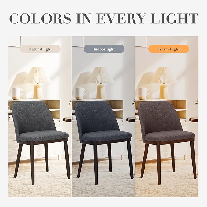 COLAMY Upholstered Dining Chairs Set of 6, Modern Kitchen Chairs with Back, Wood Side Dining Room Chairs for Kitchen, Dining Room, Restaurant, Light Grey