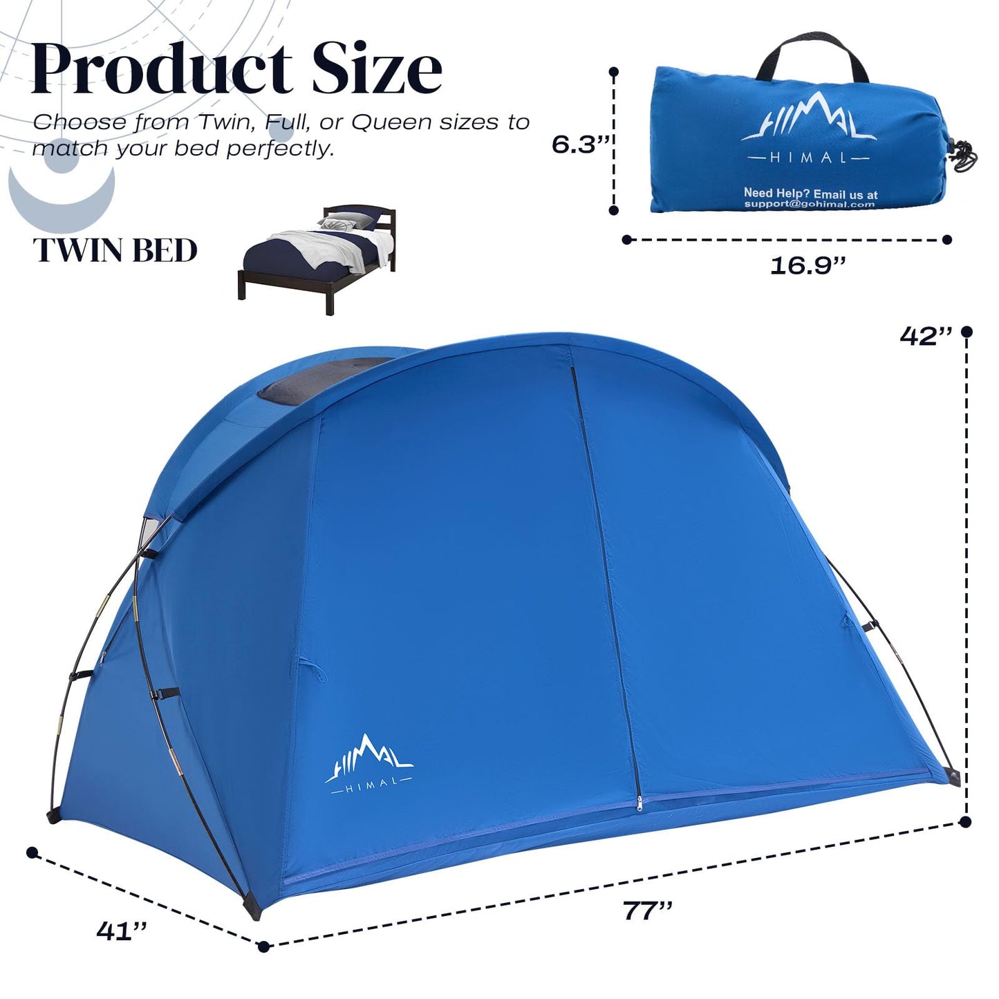 UNIHIMAL Bed Tent Canopy Twin, Blackout Portable Sleep Tent Easy Setup, Breathable Mesh, Privacy Curtains for Adults, Ideal for Indoor