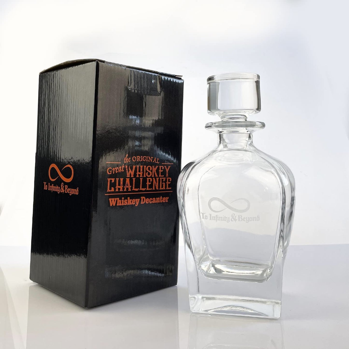 Great Whiskey Challenge 'To Infinity & Beyond' Infinity Bottle Decanter - Whiskey Bourbon Spirits Rum Vodka Glass 700ml