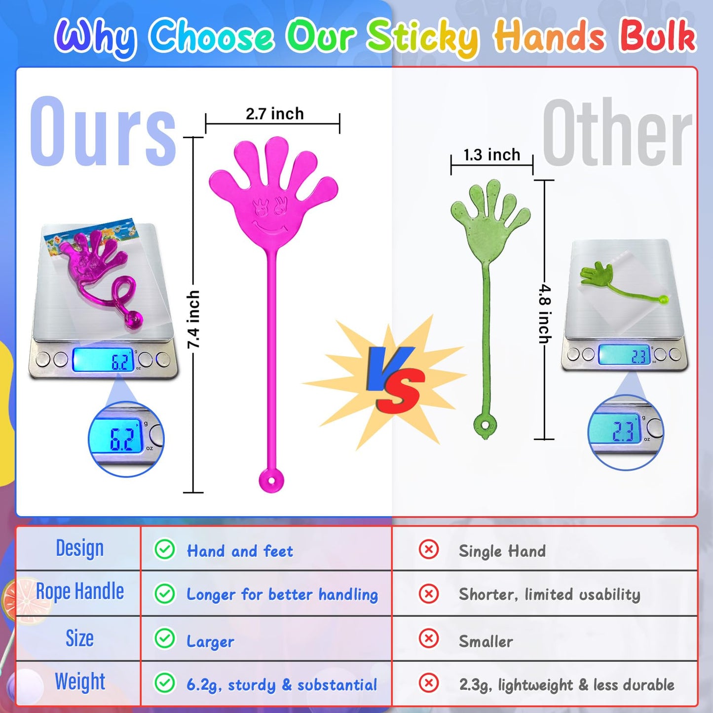 Sticky Hands Bulk 30 PCS Party Favors for Kids 4-8,8-12 Year Stretchy Sticky Hand Feet Goodie Bags Stuffers for Kids Mini Classroom Prizes Student Gifts Teacher Birthday Halloween Trinkets Slap Hand