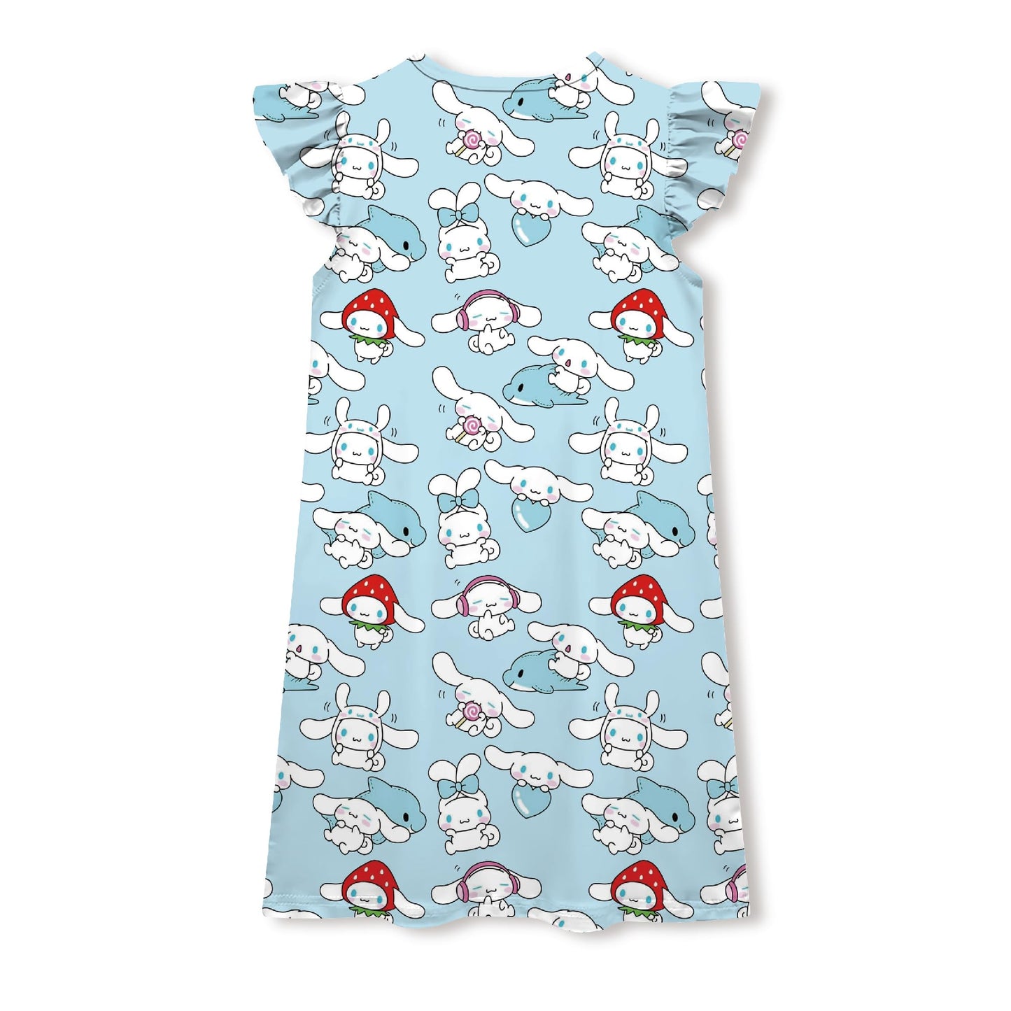MaxTed Girl's Princess Dress Kawaii Cartoon Character Print Casual Clothes for Kids 4-12 Years Blue