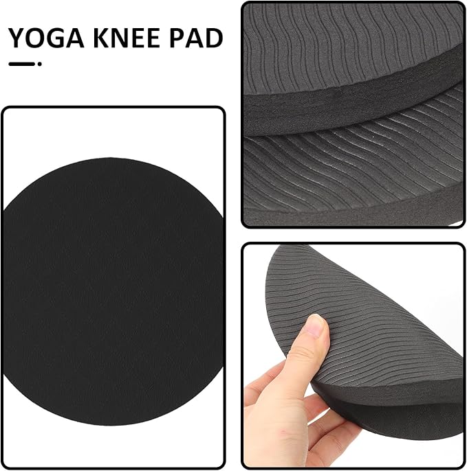SHERCHPRY Yoga Knee Pads and Elbow Cushion, High-Elastic 15Mm Thick Non-Slip Yoga Kneeler Mat, Household Exercise Support Pads for Pilates and Fitness, Black Pair for Home Workout and Floor