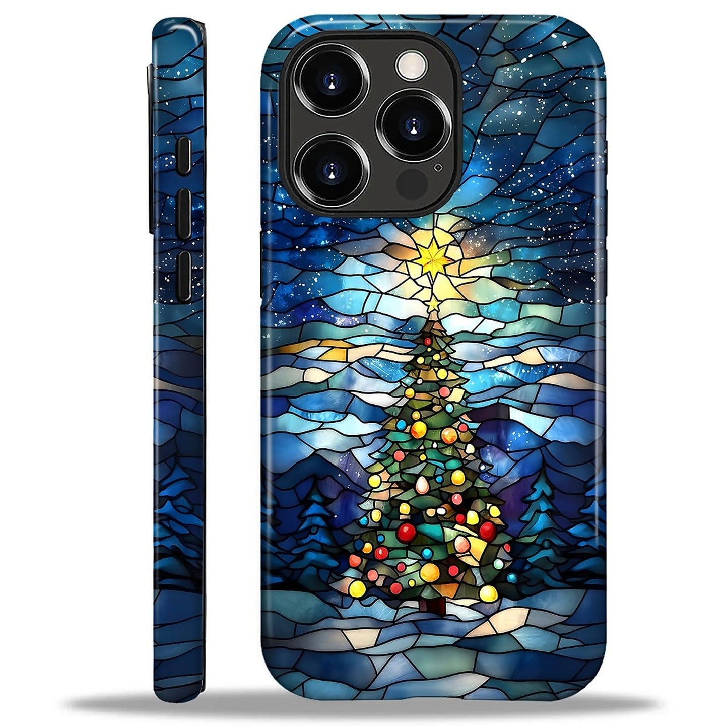 Goodsprout for iPhone 13 Pro Case,Hybrid 2-Layer Hard Shell + Silicone Protective Case -Resistant Shockproof- Christmas Tree Sta