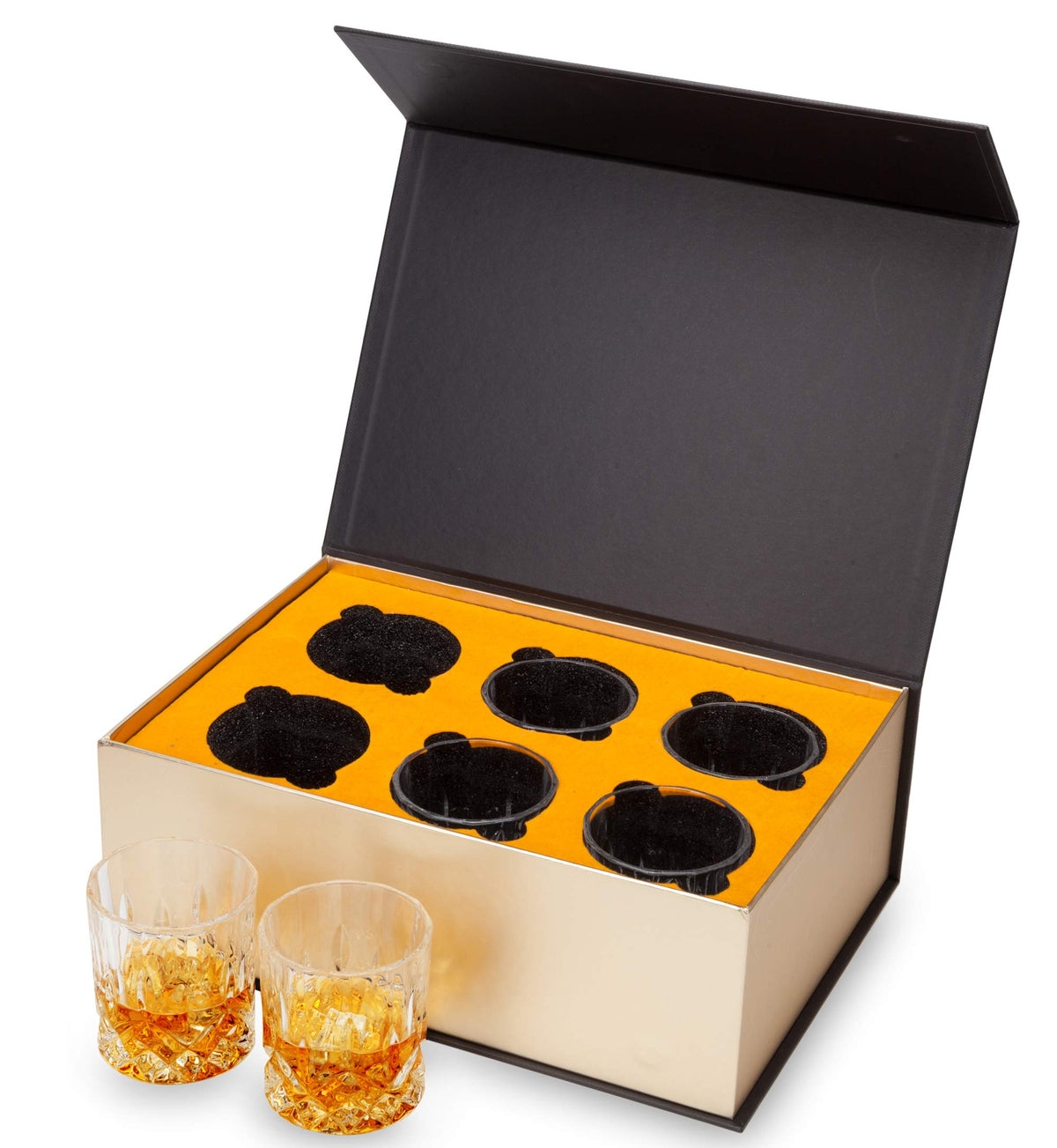 KANARS Whiskey Glasses Set of 6 with Elegant Gift Box,10 Oz Premium Old Fashioned Crystal Glass Tumbler for Liquor, Scotch, Cocktail or Bourbon Drinking, Gifts for Birthday Wedding Anniversary