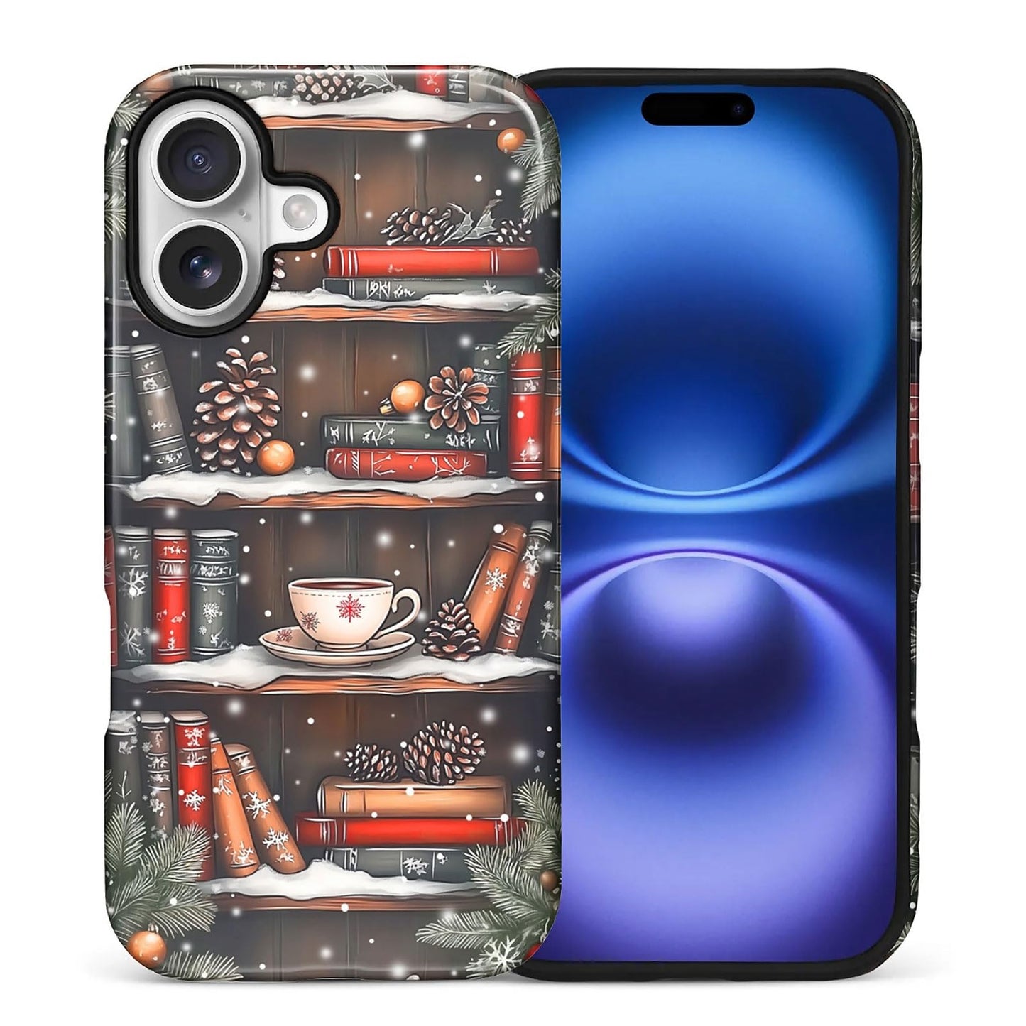 Goodsprout for iPhone 17 Case,Hybrid 2-Layer Hard Shell + Silicone Protective Case -Resistant Shockproof- Christmas Tree Snowfla