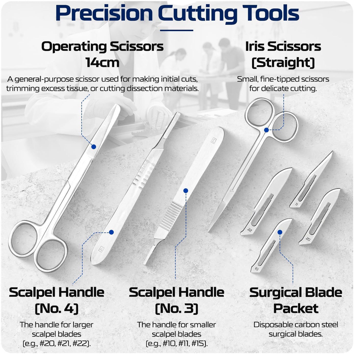Advanced Dissection Kits - 46 or 33 Piece German Stainless Steel Instruments for College, Medical & Veterinary or Middle and High School Students - Complete Anatomy Lab Tools Surgical-Grade
