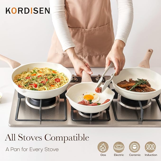 Kordisen Ceramic Non Stick Frying Pans Skillet, 8 Inch Ceramic Small Egg Pan Nonstick for Cooking Non Toxic, Healthy Induction Cookware, Heat Resistant Handle, PFOA & PFAS Free