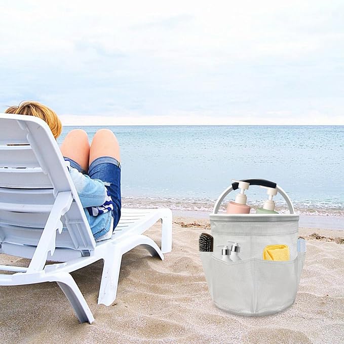 Qivine Cleaning Caddy for Cleaning Supplies, 17L Cleaning Supply Caddy with Handle Foldable Cleaning Supplies Organizer Bucket Tool Bag Organizer Cleaning Products Organizers for Home, Garden (White)