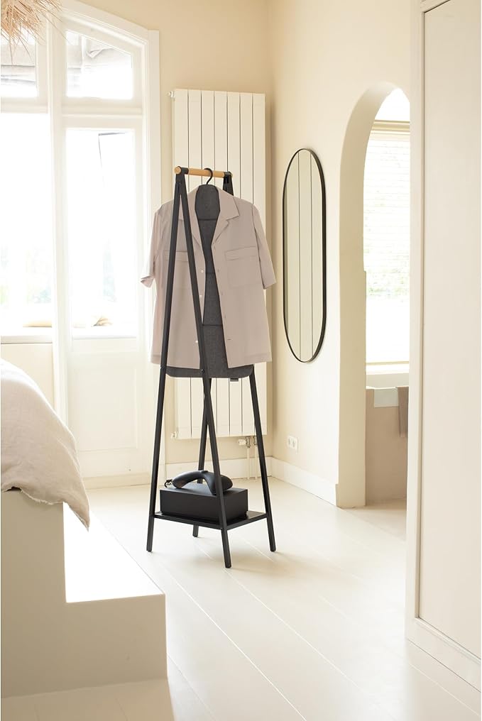 Brabantia - Foldable Steam Board - for High Pressure Clothes Steaming - Solid Heat Resistant Surface - Versatile Hanging Hook - Easier Steaming with Handheld Steamers - 36 x 16 inches - Pepper Black