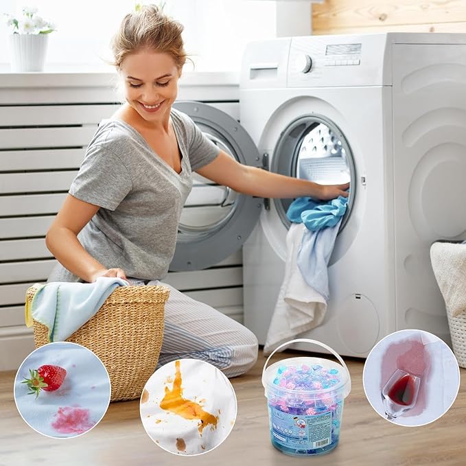 Washing Machine Pods – Laundry Detergent Beads, Deep Cleaning Tablets | Perfect for Apartment Bathroom Home Dorm Room Hotel Jeans Towels Sheets TShirt Blouse Fabric Softening Stain Removal