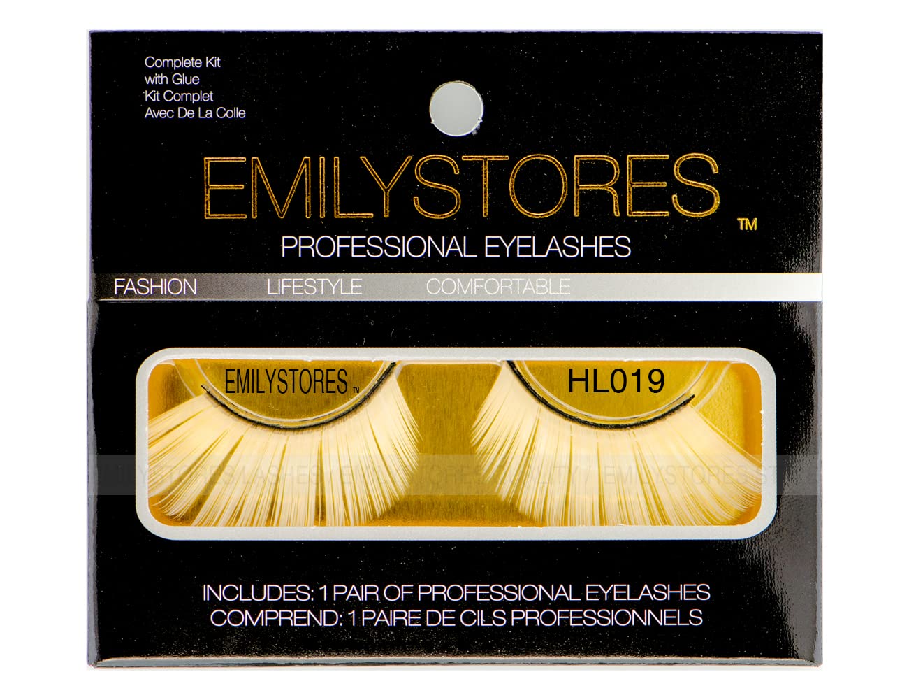 EMILYSTORES White Halloween Lashes for Women Cosplay Fancy Ball Costume Faux Eyelashes 1 Pair, Wihte Color