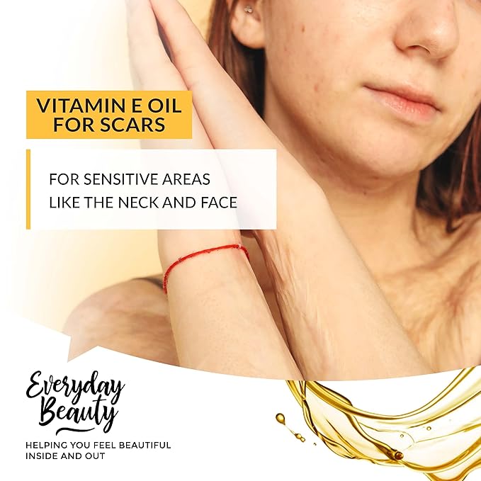 Organic Vitamin E Oil for Scars - All Natural & Vegan Skin Moisturizer 8oz - Light and Unscented Great for Scars After Surgery - Reduce Wrinkles, Anti Aging, Lighten Dark Spots - Face, Skin & All Over
