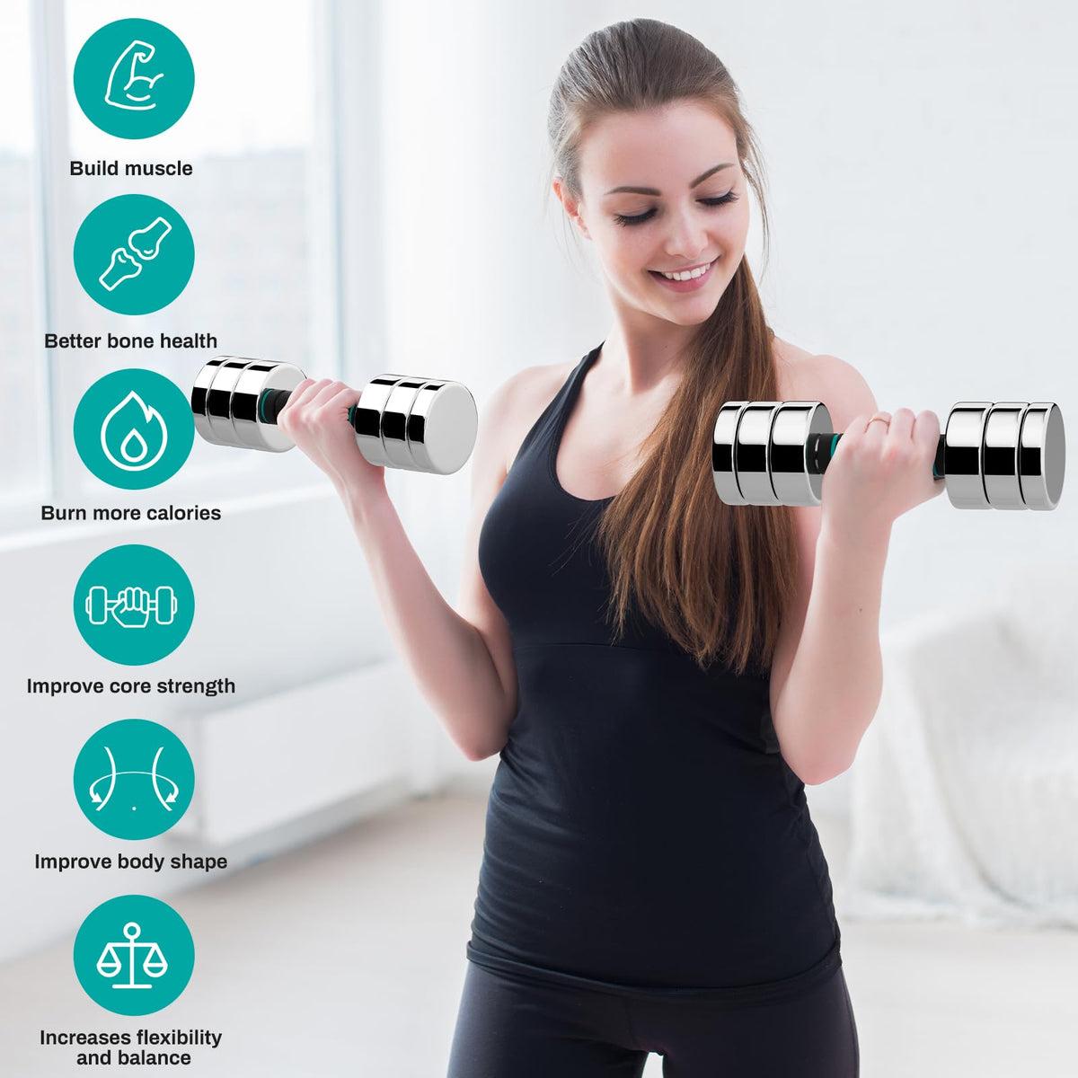 LIFERUN 5lb Steel Adjustable Dumbbell Set of 2, Free Weights Dumbbells Set, Non-Slip and Comfortable Foam Handle, Adjustable Dumbbells Weights Set for Home Gym Office Exercise