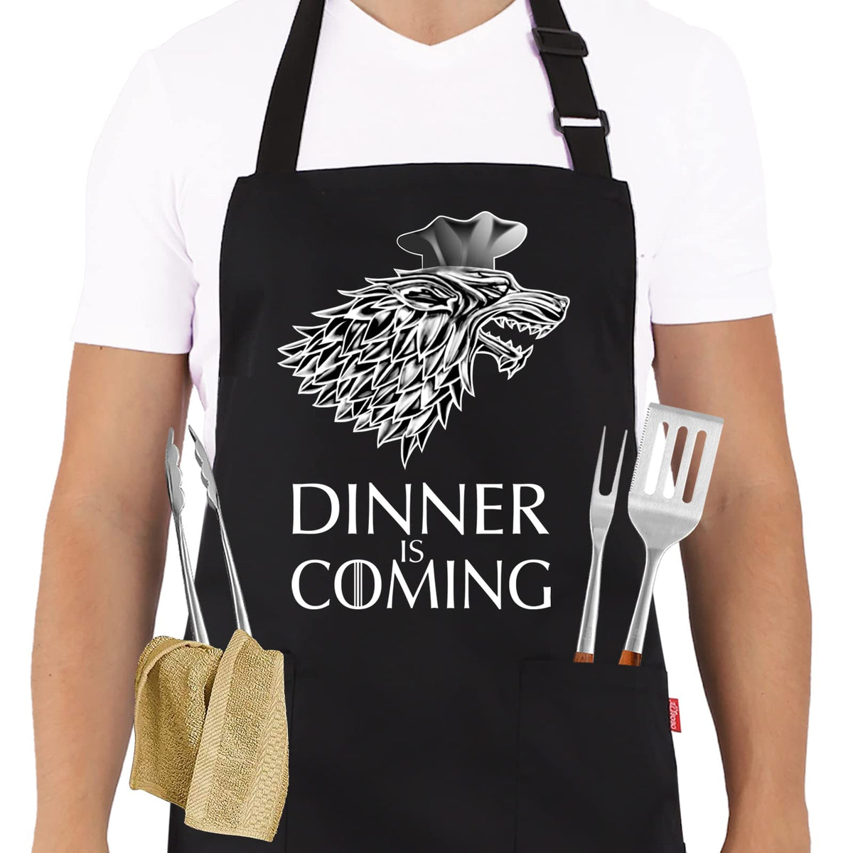 Funny Grilling Aprons for Men - BBQ Cooking Apron with 2 Pockets, Adjustable Neck Strap and 40" Long Ties - That's What I Do I Grill and I Know Things