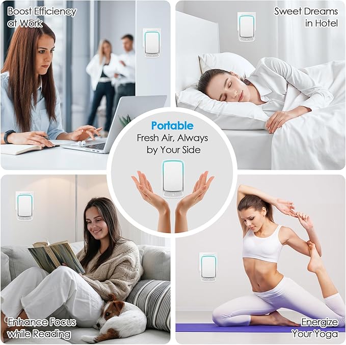6 Pack Plug In Air Ionizers, Quiet Operation Air Freshener for Home, Office, Bedroom, Kitchen, Garage Room, Portable Air Purifiers, Pets Smell - Air Cleaner (White)