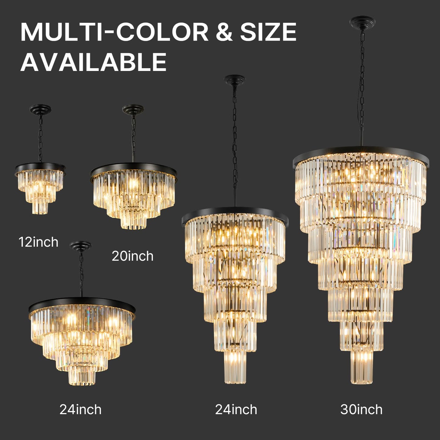 Black Crystal Chandeliers For Dining Room: 20" Modern Luxury Chandelier For Bedroom - Round Crystals Ceiling Pendant Lighting Fixtures For Living Room Entryway Kitchen Over Table Island Foyer 9 Light