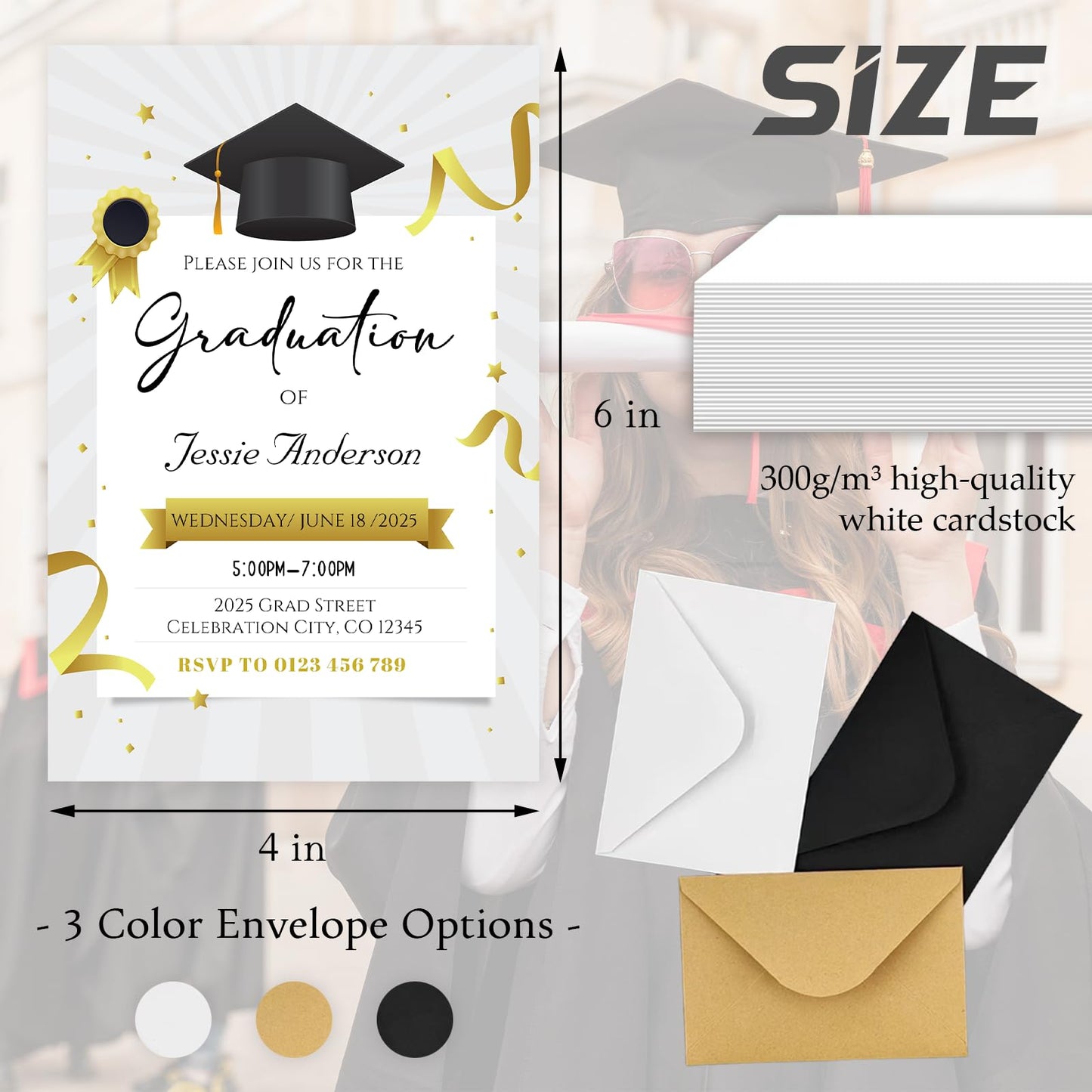 ubjva Graduation Invitations 2025 Personalized 10PCS Class of 2025 Graduation Party Invitations with Envelopes Custom Announcement Invitation Gifts for Graduates