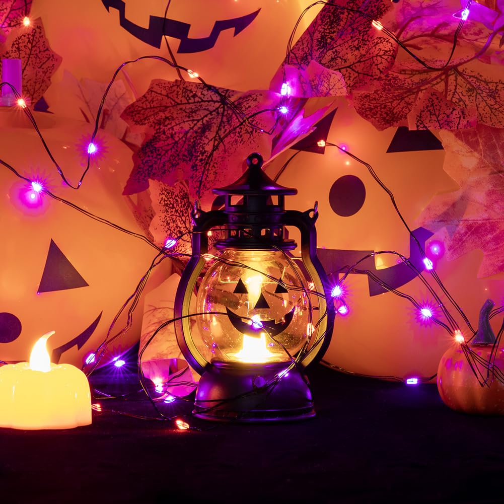RESNICE Halloween Fairy Lights 100FT 300 LED Waterproof Plug in Purple and Orange LED String Lights with Remote 8 Modes for Indoor or Outdoor, Patio, Backyard,Garden