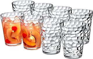 Amazing Abby - Iceberg - 16-Ounce Plastic Tumblers (Set of 8), All-Clear Reusable Plastic Cups, Stackable, BPA-Free, Shatt...