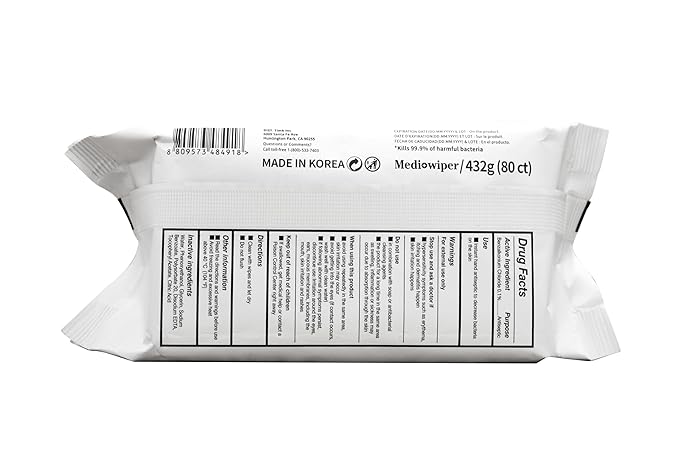 MEDIWIPER 80ct Unscnted Alcohol-Free Hand Sanitizing Wipes, Wet Wipe, Hand Sanitizer (320 Wipes (80 * 4))