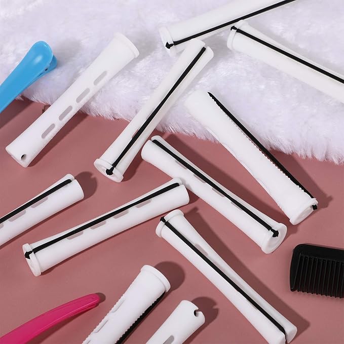 WILLBOND 60 Pcs Perm Rods for Long Hair Plastic Curl Rods Cold Wave Irons Curling Roller for Hair Styling Hairdressing Tools (0.63 Inch, White)