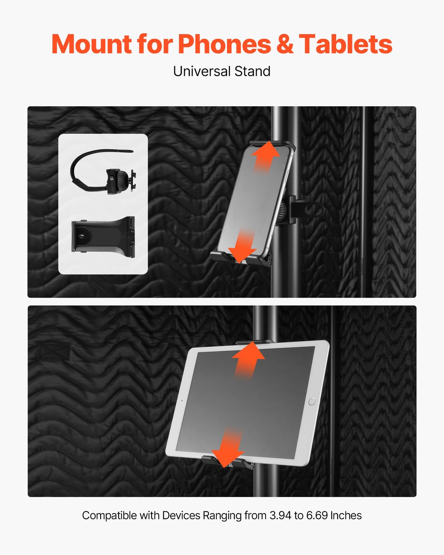 Vevor Portable Vocal Booth, 6.56 Ft Height, Pro-Grade Recording Studio With Travel Bag, Mobile Tablet Stand, Thickened Soundproo
