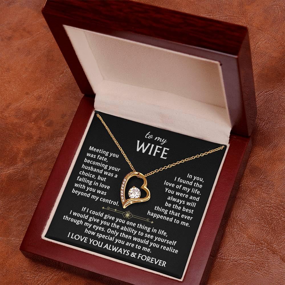 Momavo Jewelry To My Wife - the best thing that ever happened to me ,Forever Love Necklace , Gift For Wife, Gift for her ,Gifts For Wife Romantic, Christmas Birthday Gift, Valentine Gift (Luxury Box w/ LED LIGHT, 14k Yellow Gold Finish)