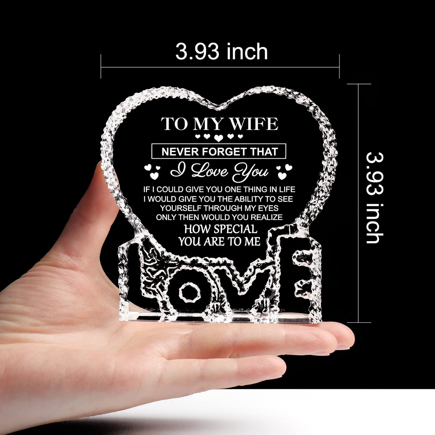 ZHSHWATGifts for Wife, I Love You for Her Crystal Keepsake Wife Gifts from Husband Anniversary Birthday Presents for Her Women