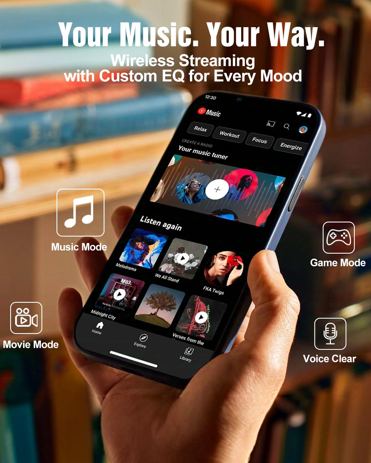 Hiwill-Audio Wooden 5.1.2 Virtual Surround Sound System, 4 Surround Speakers Wired, 400W Peak Power, Sound Bars for Smart TV w/Subwoofer, 5.25'' Deep Bass, Home Theater TV System, ARC/Opt/BT/AUX
