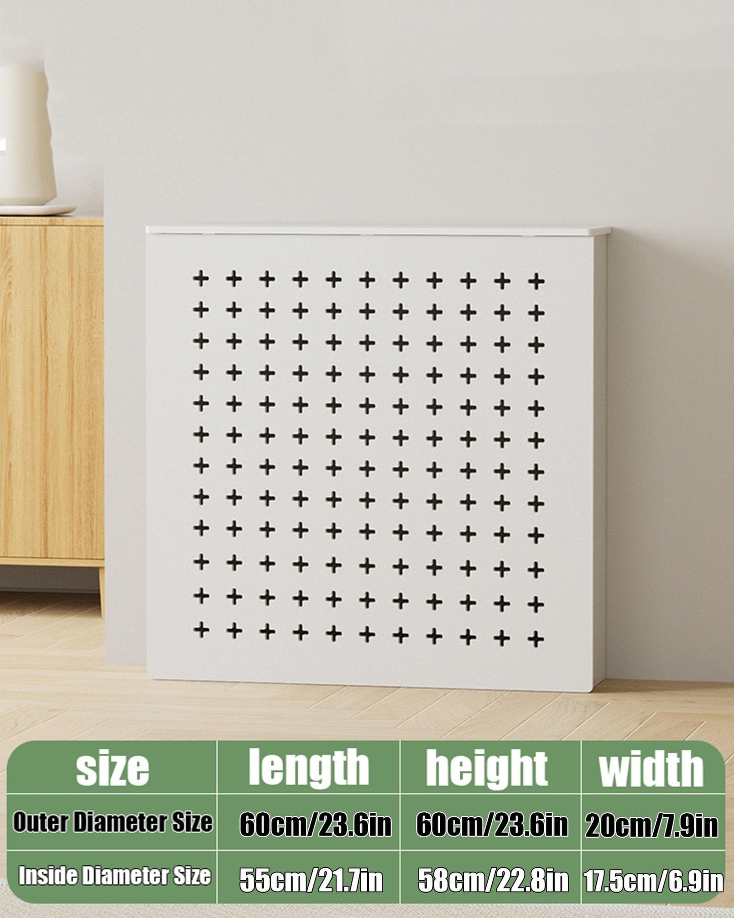 Cabinet Heater Covers For Radiators Shelf 12mm Thickened Board Wood Radiator Cover Heat Cover Shelf, Hide Cluttered Pipes Cabinet Storage Shelf For Household Living Room, Cross Pattern Design(23.6"Lx2