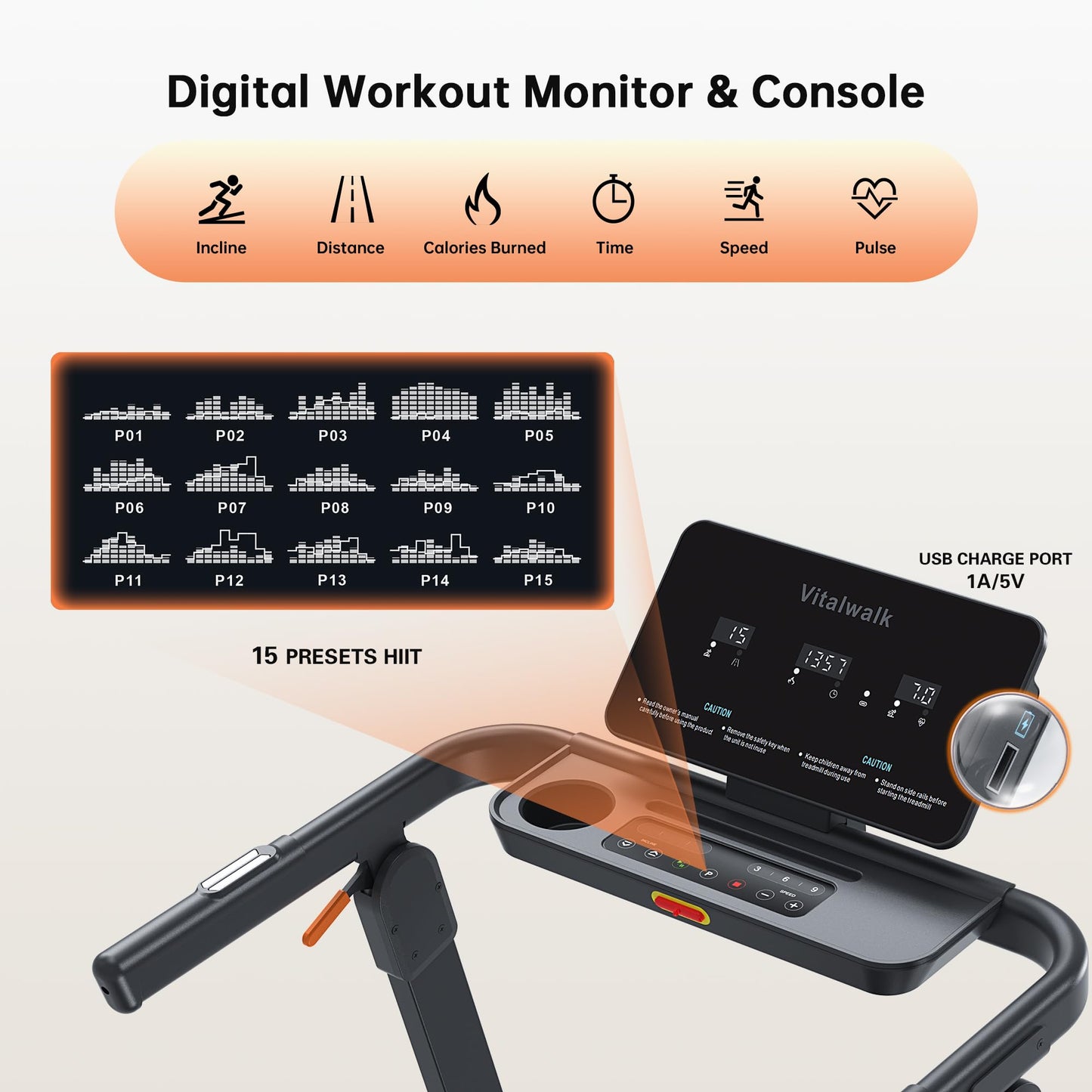 Vitalwalk Foldable Treadmill with Auto Incline, 48"x18" Wide Running Belt, 10MPH, 3.5HP Brushless, Walking Pad Treadmill for Home, Auto Folding, No Installation, 350LBS Capacity, APP, 15% Auto Incline
